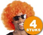 Oranje Pruik | 4 stuks Oranje Feestpruik Afro |, Nieuw, Verzenden