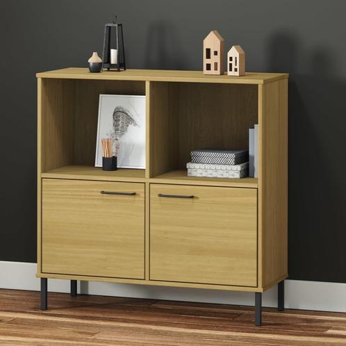 vidaXL Boekenkast met metalen poten OSLO 90x35x90,5 cm hout, Huis en Inrichting, Kasten | Boekenkasten, 25 tot 50 cm, Nieuw, Overige houtsoorten