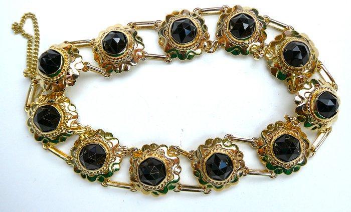 Armband - 14 karaat Geel goud Granaat, Sieraden, Tassen en Uiterlijk, Armbanden