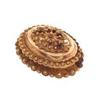 Vintage/antiek gouden ovale broche van filigrain techniek, Ophalen of Verzenden, Gebruikt, Overige kleuren, Goud