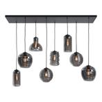 Hanglamp Glazen/Zwart | Smoked glas | 8 x E27 fitting, Nieuw, Ophalen of Verzenden, Glas, 75 cm of meer