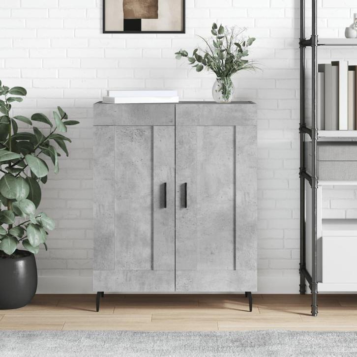 vidaXL Dressoir 69,5x34x90 cm bewerkt hout betongrijs, Huis en Inrichting, Kasten | Dressoirs, 25 tot 50 cm, Nieuw, 50 tot 100 cm