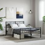 vidaXL Bedframe met hoofd- en voeteneinde metaal zwart, Huis en Inrichting, Slaapkamer | Bedden, Verzenden, Zwart, Nieuw, Twijfelaar