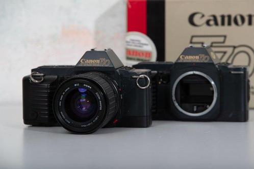 Canon T70 + Sigma Zoom-Master 1:3.8–4.8 f=35–70mm Single, Audio, Tv en Foto, Fotocamera's Analoog