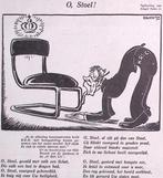 Man likt stoel op spotprent (lijst optie, Lithos), Verzenden