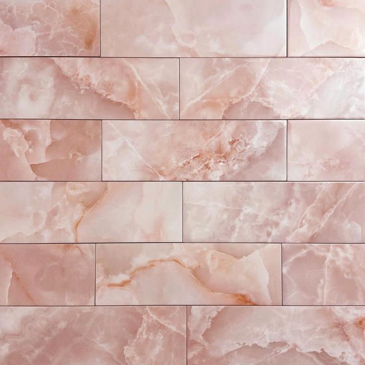 Wandtegel onix marmer roze glans 10x30 wandtegel, Doe-het-zelf en Verbouw, Tegels, Wandtegels, Nieuw, 10 m² of meer, Keramiek