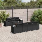 vidaXL 8-delige Loungeset met kussens poly rattan zwart, Nieuw, 8 zitplaatsen, Loungeset, Verzenden