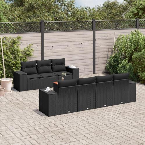 vidaXL 8-delige Loungeset met kussens poly rattan zwart, Tuin en Terras, Tuinsets en Loungesets, Loungeset, Nieuw, 8 zitplaatsen