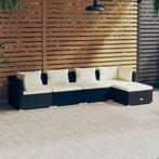 vidaXL 5-delige Loungeset met kussens poly rattan zwart, Tuin en Terras, Verzenden, Nieuw, Rotan, Loungeset