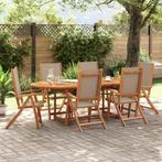 vidaXL 7-delige Tuinset massief acaciahout en textileen, Tuin en Terras, 6 zitplaatsen, Nieuw, Tuinset, Verzenden