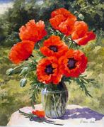 Irina Alex (1961) - Coquelicots dans un Vase Transparent