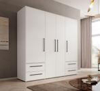 Meubella | Kledingkast - Wit - 206x200x59 Garderobekast, Nieuw, 200 cm of meer, Modern, 50 tot 75 cm