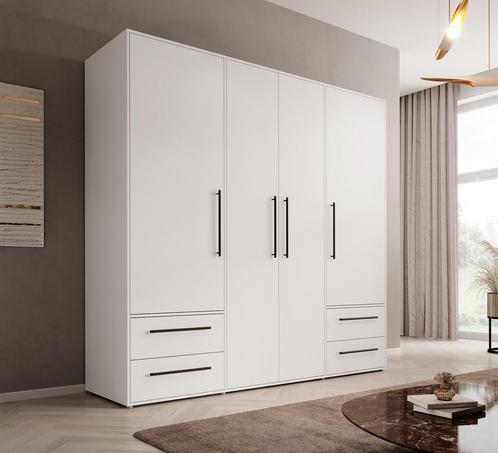 Meubella | Kledingkast - Wit - 206x200x59 Garderobekast, Huis en Inrichting, Kasten | Vitrinekasten, 50 tot 75 cm, Nieuw, 200 cm of meer
