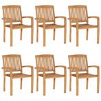 vidaXL Tuinstoelen 6 st stapelbaar massief teakhout, Verzenden, Nieuw, Hout