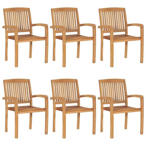 vidaXL Tuinstoelen 6 st stapelbaar massief teakhout, Tuin en Terras, Tuinstoelen, Nieuw, Hout, Verzenden