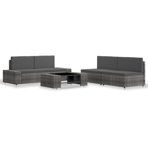 vidaXL 5-delige Loungeset poly rattan grijs, Tuin en Terras, Tuinsets en Loungesets, Loungeset, Nieuw, Rotan, Verzenden