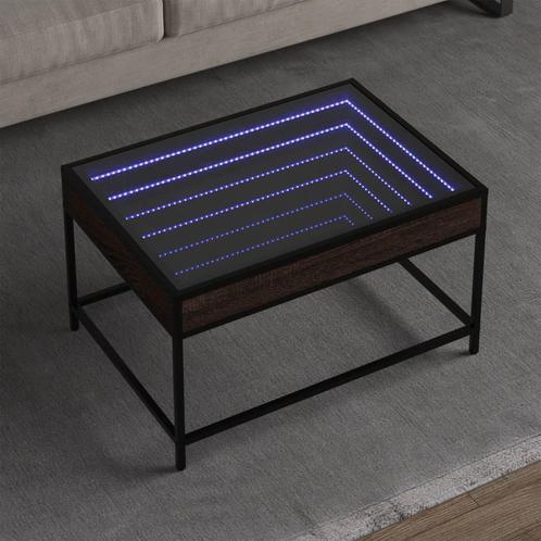 vidaXL Salontafel met Infinity LED 70x50x41 cm bruin, Huis en Inrichting, Tafels | Salontafels, 50 tot 100 cm, Nieuw, Overige houtsoorten