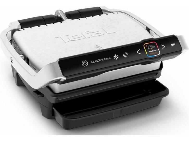 Tefal OptiGrill Elite GC750D - Slimme Contactgrill met 12, Witgoed en Apparatuur, Contactgrills, Zo goed als nieuw, Verzenden