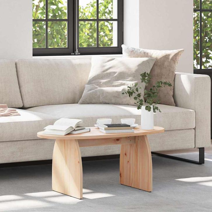 vidaXL Salontafel Naturel, Huis en Inrichting, Tafels | Salontafels, Nieuw, Grenenhout, Verzenden