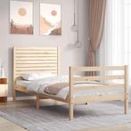 vidaXL Bedframe met hoofdbord massief hout 90x200 cm, Huis en Inrichting, Slaapkamer | Bedden, 90 cm, Eenpersoons, Bruin, Verzenden