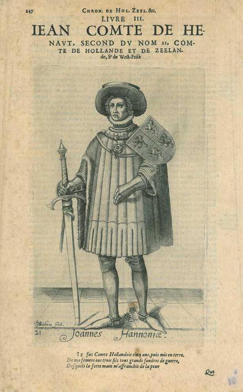 Portrait of John II, Count of Hainaut, Holland, and Zeeland, Antiek en Kunst, Kunst | Etsen en Gravures