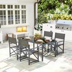 TRUUSK 5-delige Stalen Eetgroep - Eettafel met 4 Inklapbare, Tuin en Terras, Verzenden, Nieuw