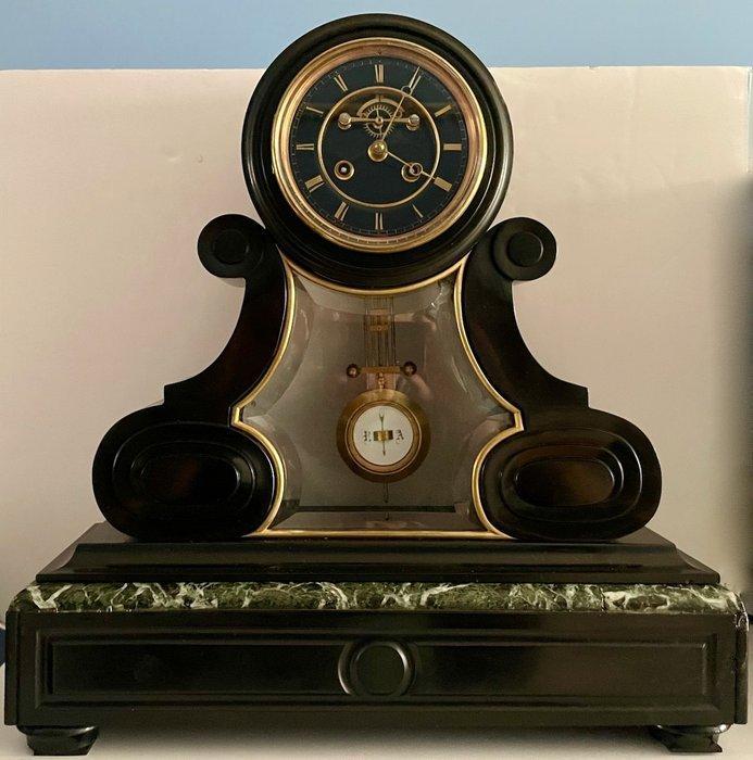Slingerklok - - zwarte en groene marmer - 1850-1900, Antiek en Kunst, Antiek | Klokken
