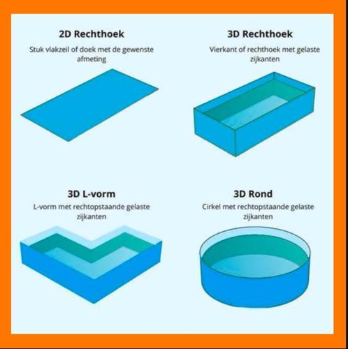 Vijverfolie 2D rechthoek /3D rechthoek / 3D L-vorm / 3D rond, Tuin en Terras, Vijver-toebehoren, Vijverfolie, Nieuw