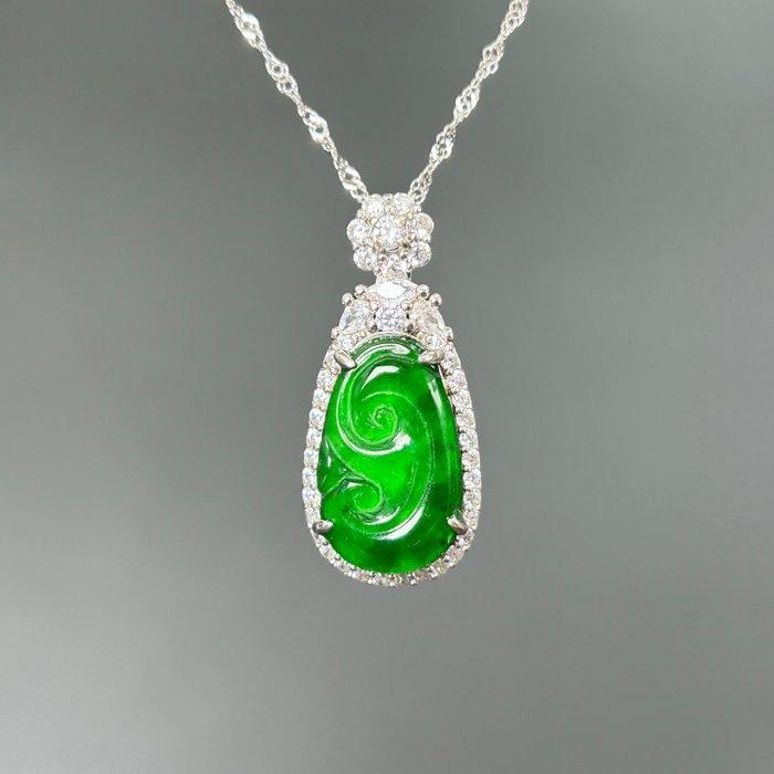 Jadeïte (A-jade) & S925 zilver Ruyi hanger en ketting -, Verzamelen, Mineralen en Fossielen