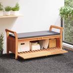 vidaXL Tuinopbergbank met kussen 126 cm massief acaciahout, Tuin en Terras, Verzenden, Nieuw, Hout