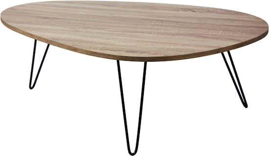Pomax Charlot - salontafel - MDF - fineer eik/metaal, Huis en Inrichting, Tafels | Bijzettafels, Verzenden