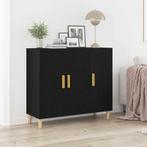 vidaXL Sideboard Zwart Eiken 90x34x80 cm Houtbewerkt, Huis en Inrichting, Kasten | Buffetkasten, Minder dan 50 cm, Verzenden, Nieuw