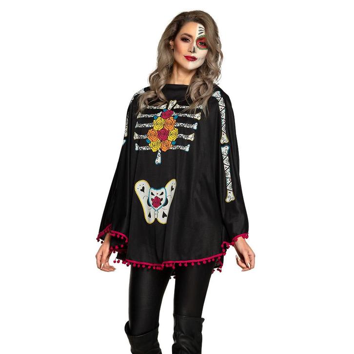 Halloween Day Of The Dead Poncho, Kleding | Dames, Carnavalskleding en Feestkleding, Nieuw, Verzenden