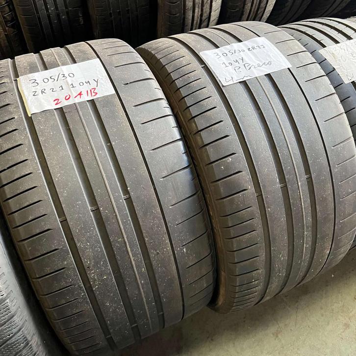 2 x Pirelli PZero 305-30-21 Zomerbanden 4mm, Auto-onderdelen, Banden en Velgen, 21 inch, Zomerbanden, 305 mm, Personenwagen, Gebruikt