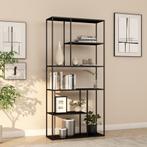[en.casa] Boekenkast Vehmaa schap staal 188x90x30 cm zwart m, Huis en Inrichting, Kasten | Boekenkasten, Verzenden, Nieuw