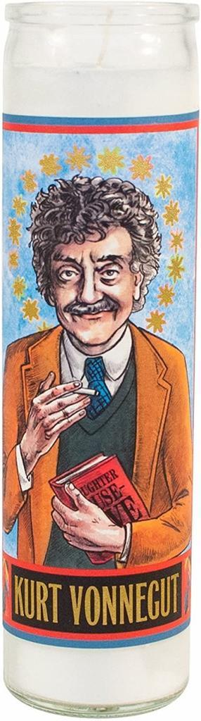 Kurt Vonnegut Secular Saint Candle - 8.5 Inch Glass Prayer, Huis en Inrichting, Woonaccessoires | Kandelaars en Kaarsen, Verzenden