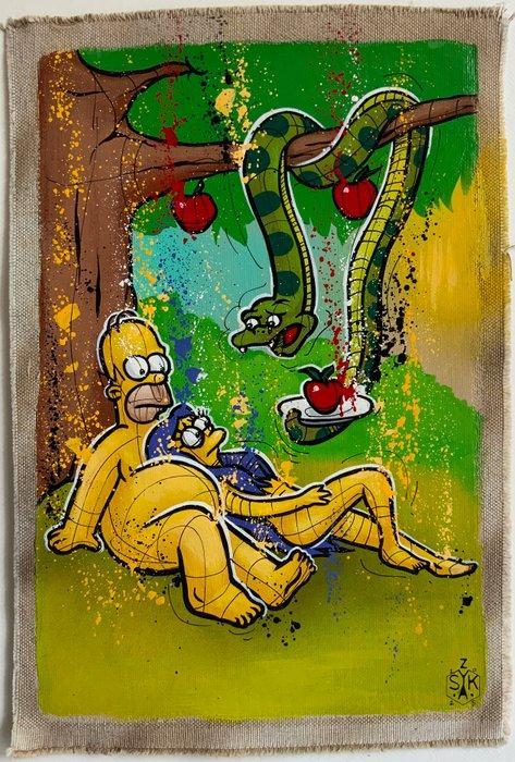 Elisée Skayzoo (1984) - Ève et Adam : Simpsons, Antiek en Kunst, Kunst | Schilderijen | Modern