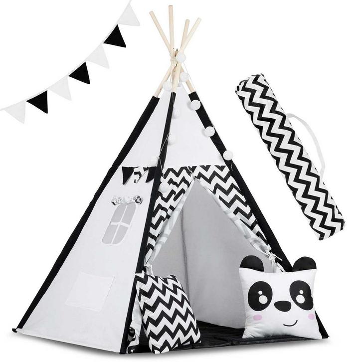 Stijlvolle tipi tent voor kinderkamer - zwart-wit zigzag..., Kinderen en Baby's, Speelgoed | Speeltenten, Nieuw, Ophalen of Verzenden