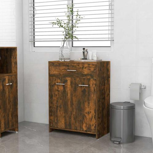 vidaXL Badkamerkast 60x33x80 cm bewerkt hout gerookt, Huis en Inrichting, Badkamer | Badkamermeubels, Nieuw, Minder dan 100 cm
