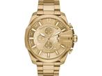 Diesel Mega Chief DZ4360 Herenhorloge 51 mm - Goudkleurig, Verzenden, Zo goed als nieuw