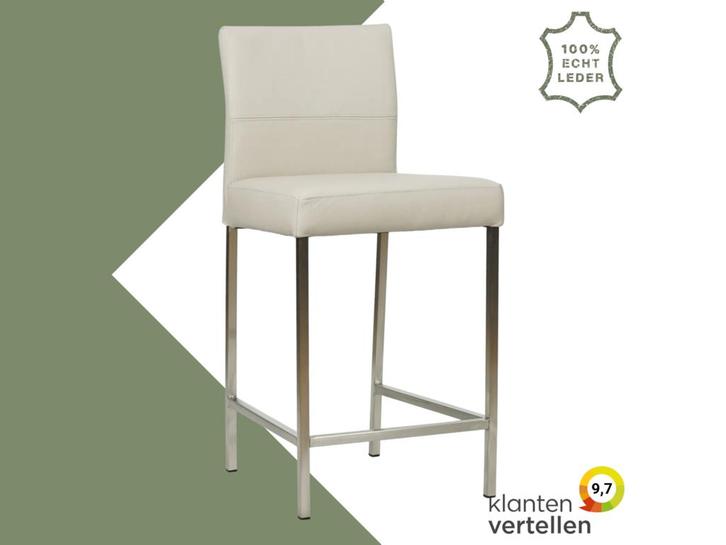 Leren barkruk Bright laag - Toledo Misty (crème) - Poten, Huis en Inrichting, Barkrukken, 90 cm of meer, 1 kruk, Nieuw, Leer, Ophalen of Verzenden