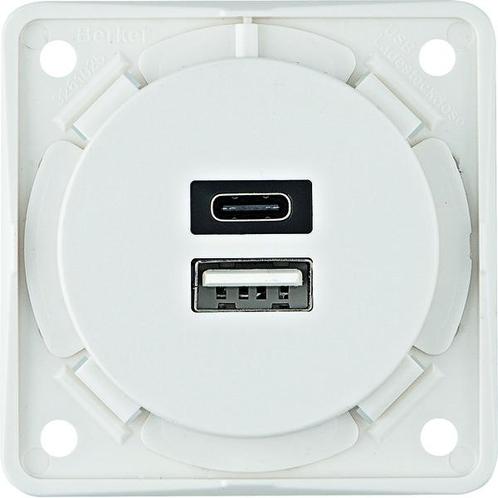 Hager Berker USB A+C 3A 230V Oplaadcontactdoos Integro -, Doe-het-zelf en Verbouw, Elektra en Kabels, Overige typen, Nieuw, Verzenden