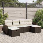 vidaXL 6-delige Loungeset met kussens poly rattan bruin, Verzenden, Nieuw, Rotan, Loungeset