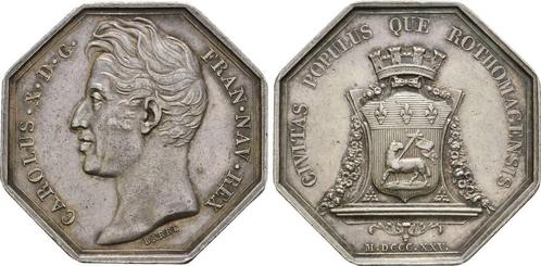 Zilver medaille 1825 Frankreich: Karl X, 1824-1830:, Postzegels en Munten, Penningen en Medailles, Verzenden