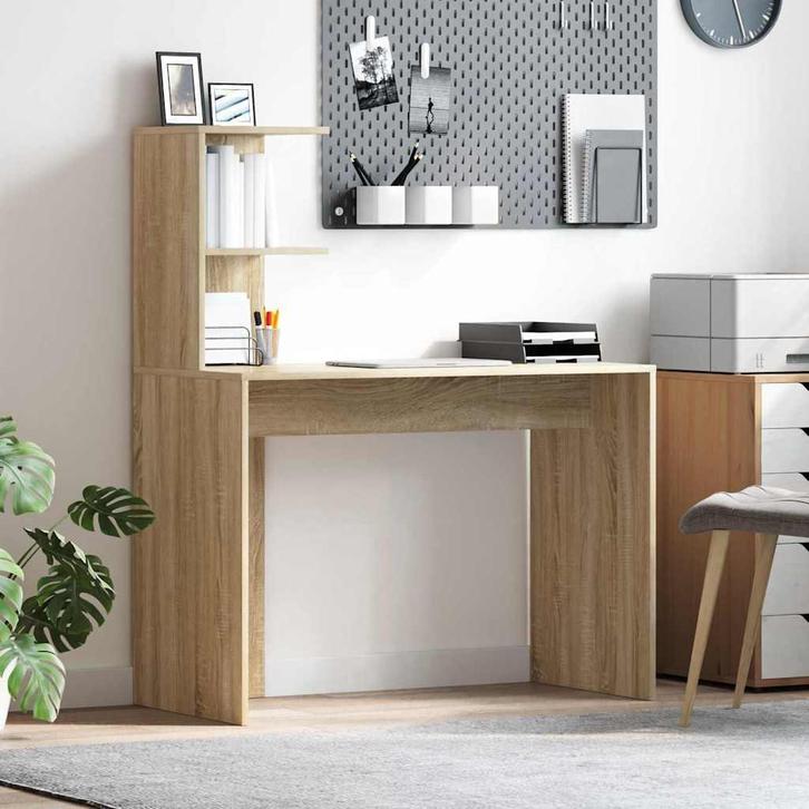 vidaXL Bureau met plank Sonoma eiken 102 x 50 x 124 cm, Huis en Inrichting, Bureaus, Nieuw, Verzenden