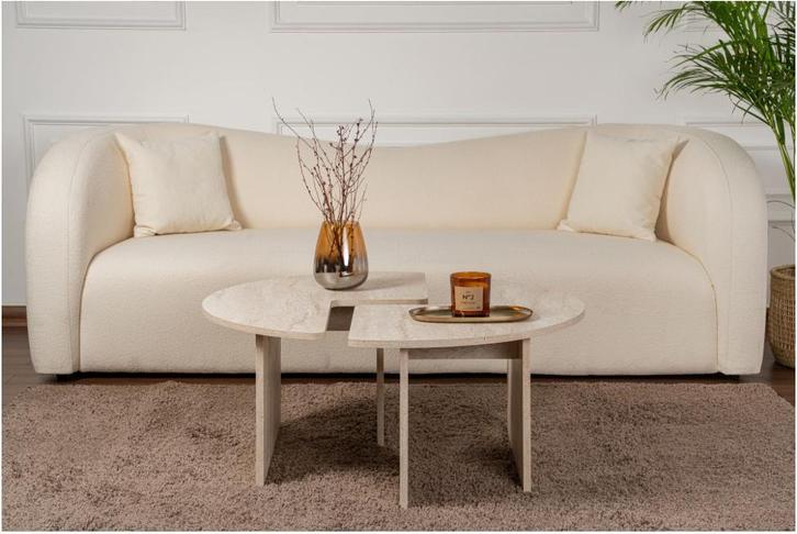 Asir 241NRD1348 Salontafel  Travertin  van 130 voor 79, Huis en Inrichting, Tafels | Salontafels, Rond, Nieuw, Minder dan 50 cm