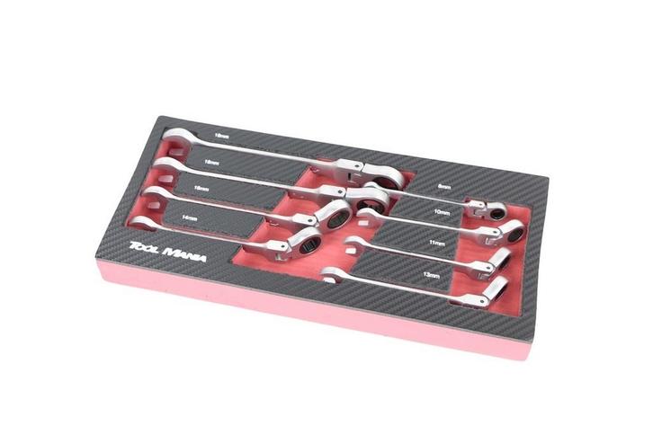 TM 8 Delige Kantelbare Ring, Ratel, Steeksleutelset in foam, Auto diversen, Autogereedschap, Nieuw, Verzenden