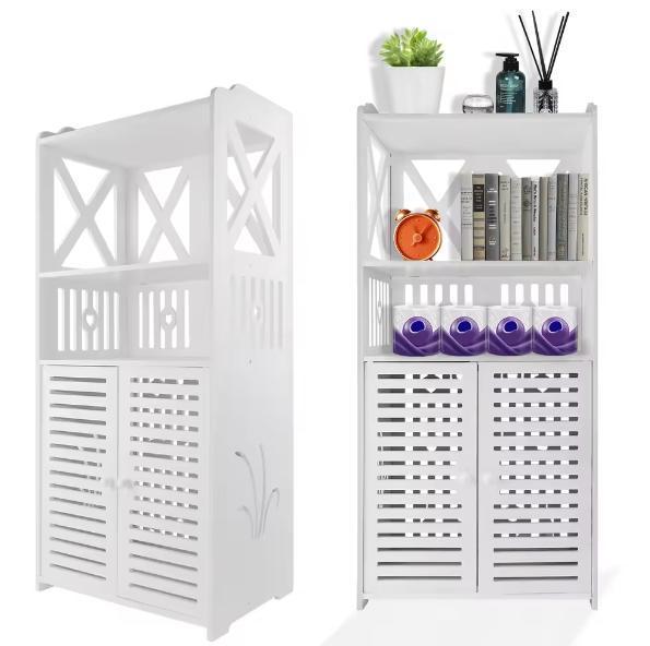 Hoek Badkamerkast 155 cm – Wit Opbergmeubel met 6 Planken, Huis en Inrichting, Badkamer | Badkamermeubels, Nieuw, Verzenden