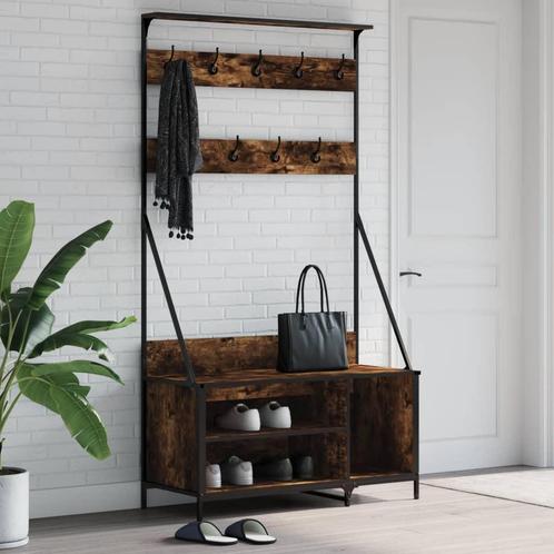 vidaXL Kledingrek met schoenenrek 100x41x184 cm gerookt, Kleding | Dames, Kledingrekken, Nieuw, Verzenden