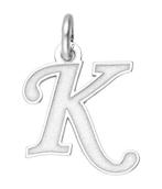 Zilveren letter K sierlijk mat-glans kettinghanger, Verzenden, Nieuw